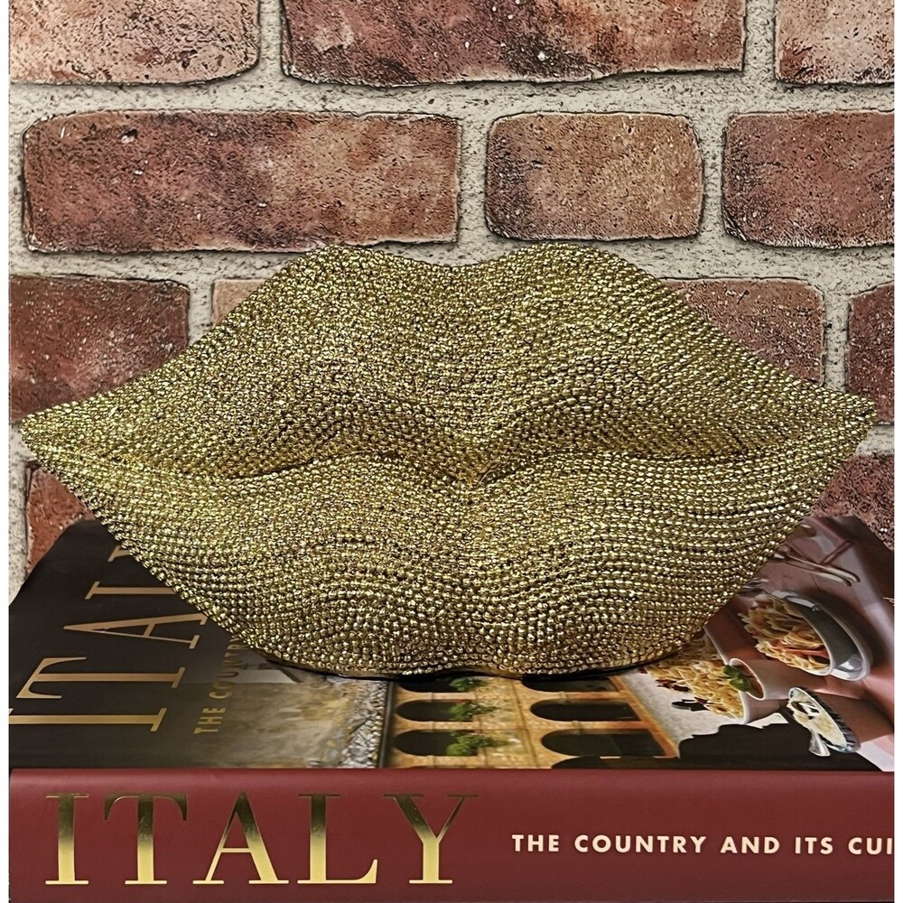 Large GOLD LIPS Statue Decorative Figurine Hollywood Regency Retro Modern GLAM